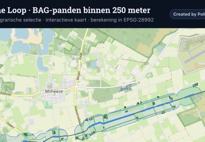 Panden in straal 250m Kaweische Loop