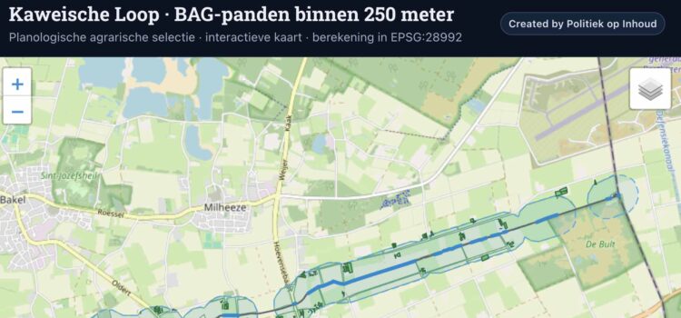 Panden in straal 250m Kaweische Loop
